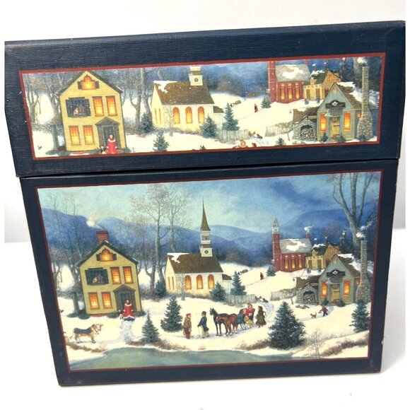 Hand-Painted Decorative Storage Box With Countryside, And Christmas Scenes Very - Picture 1 of 12